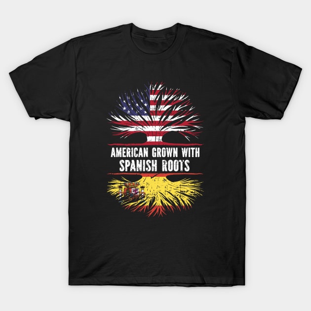 American Grown with Spanish Roots USA Flag T-Shirt by silvercoin